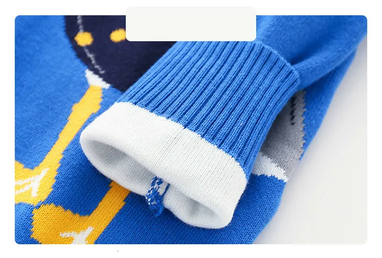 Новая осенняя одежда для малышей детский пуловер с героями мультфильмов вязаный хлопковый Повседневный теплый свитер с длинными рукавами и круглым вырезом