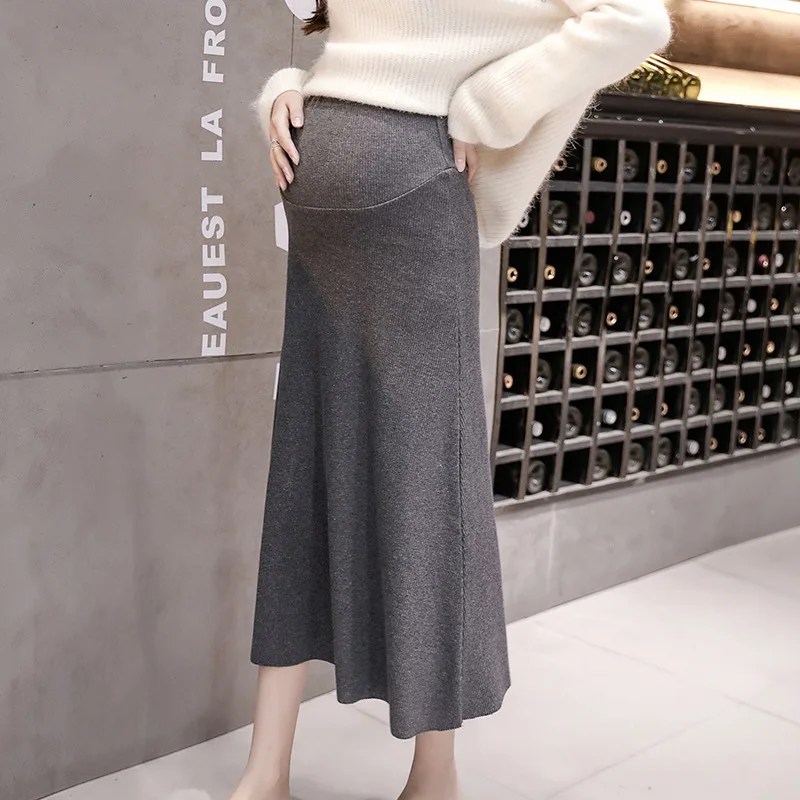 

2018 New Style Pregnant Women Skirt Autumn & Winter Fashion Mom Maternity Clothes Mid-length Knitted Skirt Fashion