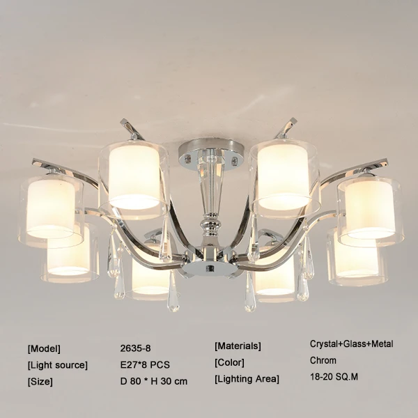 8 light Современная простая железная хрустальная люстра, светодиодный светильник, высокое качество, светодиодный светильник, хрустальные люстры, светодиодный светильник E27, люстра с подвеской/droplight - Цвет абажура: 8 light