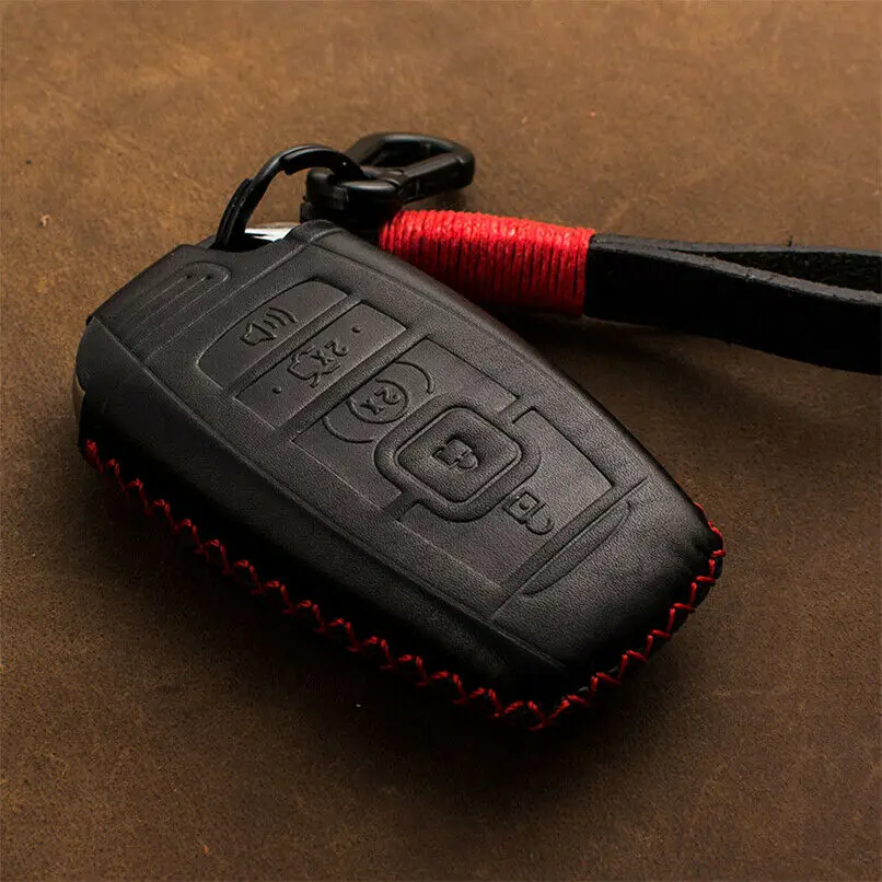 5Button - Black Red Натуральная кожа Автомобильный Брелок дистанционного управления с ключом чехол сумка для Lincoln Континентальный MKC MKZ навигатор MKX - Название цвета: 5Button - Black Red