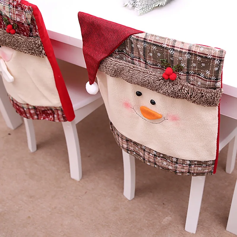 Рождественская квадратная Снежинка плед Чехол для стула «Рождество» стиль милый чехол на стул Санта Клаус красная шляпа Украшение Чехол на стул