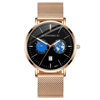 

Fashion Luxury Men's Quartz Watch Complete Calendar Watches For Men Clocks Luminous Hands Mens Watches Silver Wristwatch E87-WK