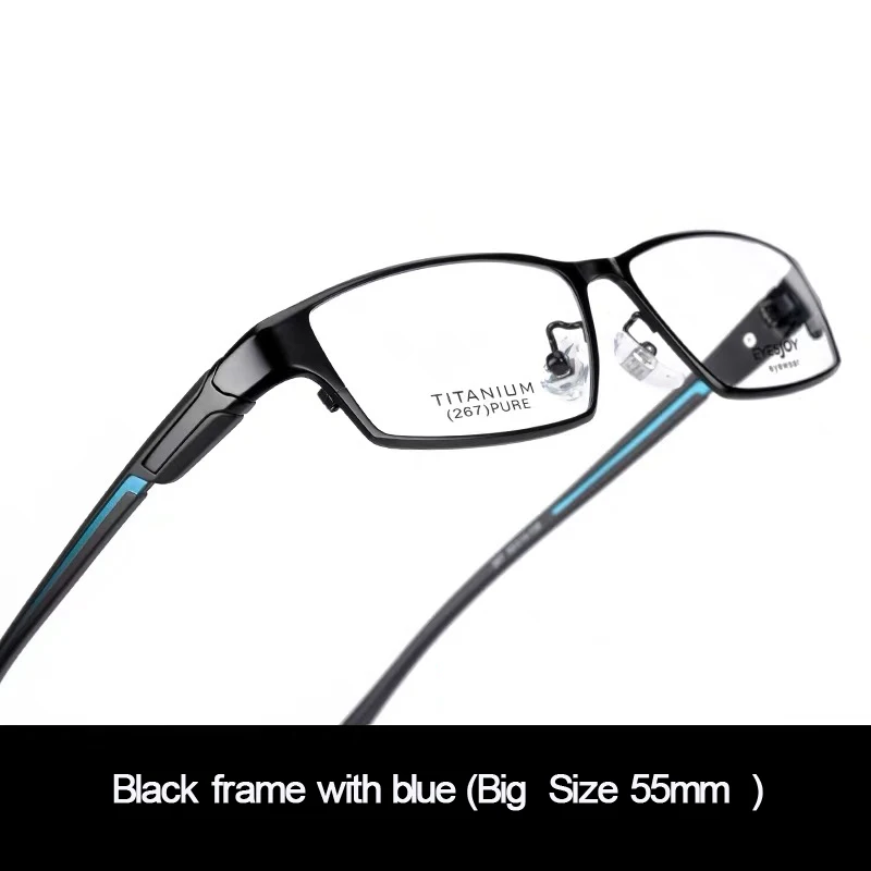 Titanium Glasses Frame Men Square Optical Frames Transparent Prescription Glasses Frame Myopia Glasses Espejuelos De Moda - Цвет оправы: 55mm black blue