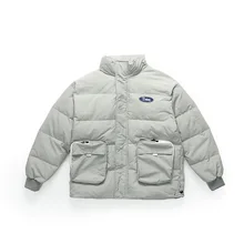 Зимний пуховик, мужское пальто, куртка со стоячим воротником, Короткая свободная парка, Мужское пальто, мужской пуховик размера плюс 042