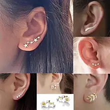 Серьги для женщин Мода поп Шарм Сексуальная звезда мотаться серьга-гвоздик модная свадьба подарок милые девушки листья цветы