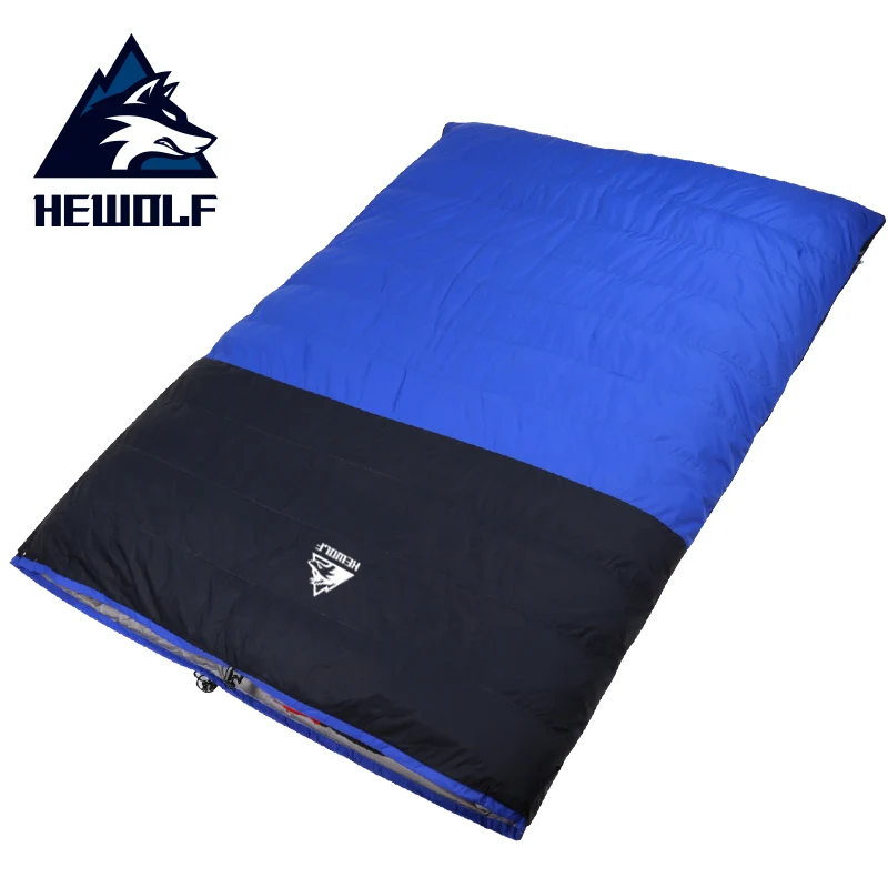 Best  Helwolf Camping Duck Down Double Sleeping Bag Keep Warm Enbelope Sleeping Bags Detachable Outdoor T