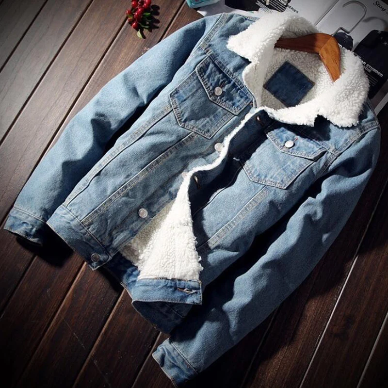 

2020 Men Denim Jacket Parka Trendy Winter Warm Fleece Coats Mens Outwear Fashion Warm Jean Jackets Men Cowboy Plus Size 5xl 6xl