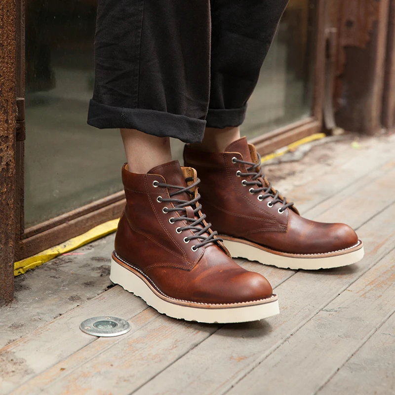 Мужские ботинки в байкерском стиле; Повседневная брендовая кожаная обувь ручной работы в стиле ретро; мужские рабочие зимние боты для военных