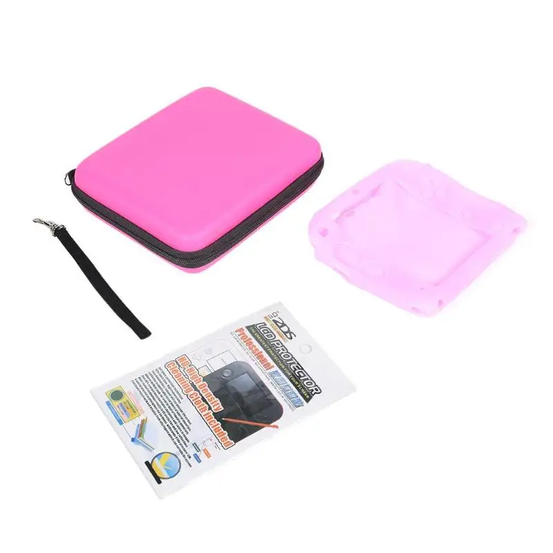 3/4 in 1 EVA Hard Bag Crystal Case Card Box Film Data Cable for Nintend NEW 3DSXL/2DSXL/LL/2DS Gaming Accessories - Цвет: 3in1 Pink for 2DS