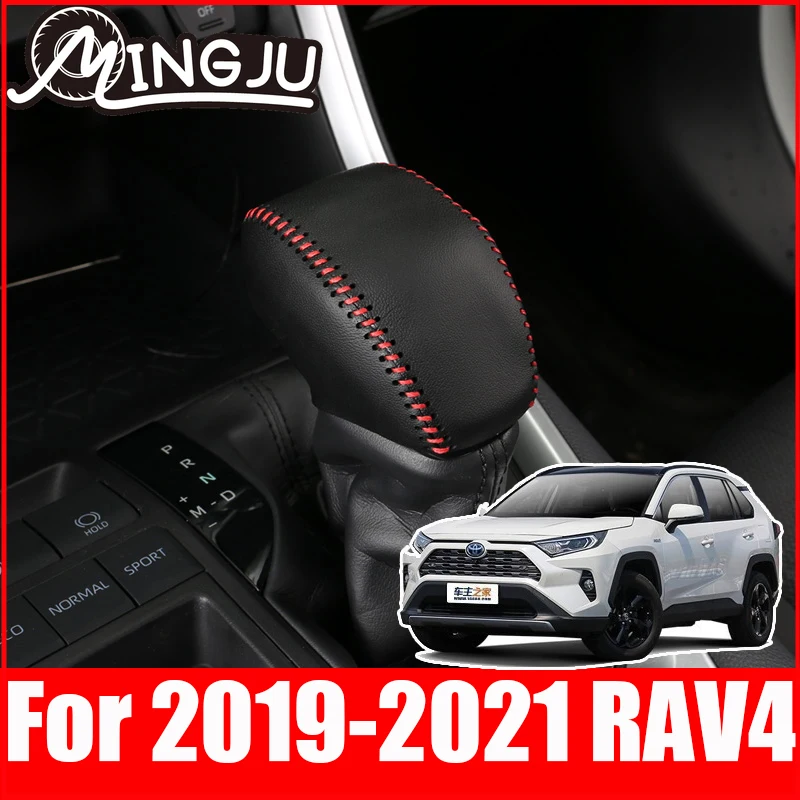 

Leather Gear Shift Knob Cover For Toyota RAV4 XA50 2019 2020 2021 Car Interior Decoration Gear Trim Accessories