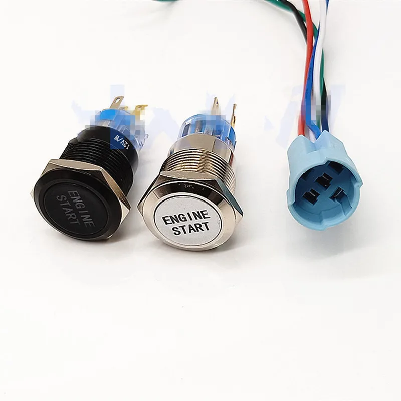 

19mm 12V Waterproof Metal Button Switch Self-reset With LED Light Reset Car Start Button Modification Switch For Car