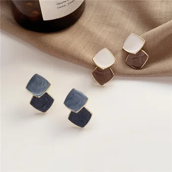 

S925 Needle Temperament Simple Stitching Contrast Color Earrings For Women Sweet Girl Personality Small Earrings