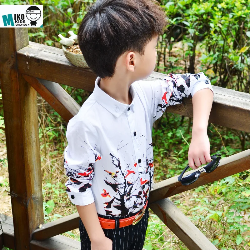 Childrenswear Autumn And Winter Long-sleeved Shirt Brushed And Thick BOY'S Children Cotton Printed Shirt Korean-style Fashi