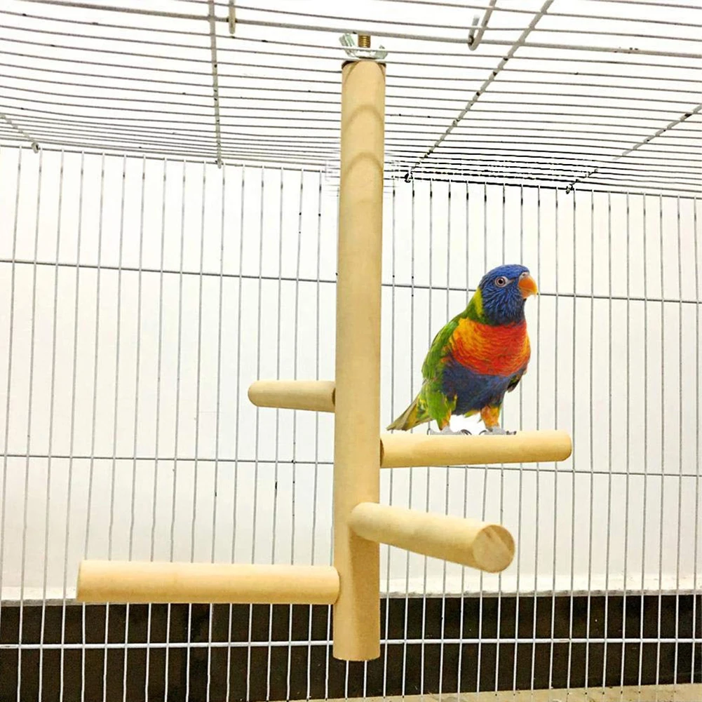 Pet Bird Parrot деревянная вращающаяся барная стойка висячая 4 лестницы жевательные для клетки игрушка хороший