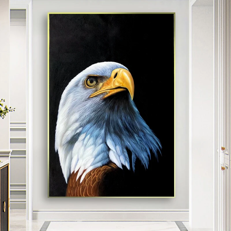 100% ручная роспись Реалистичная картина маслом орла на холсте Настенная без рамки