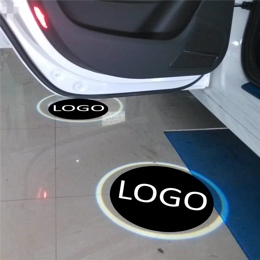2 шт. светодиодный автомобиль Luz Porta Bem-vindo Para Audi Para VW Logotipo Da Marca Projetor Cortesia Santo Sombra 3D styling