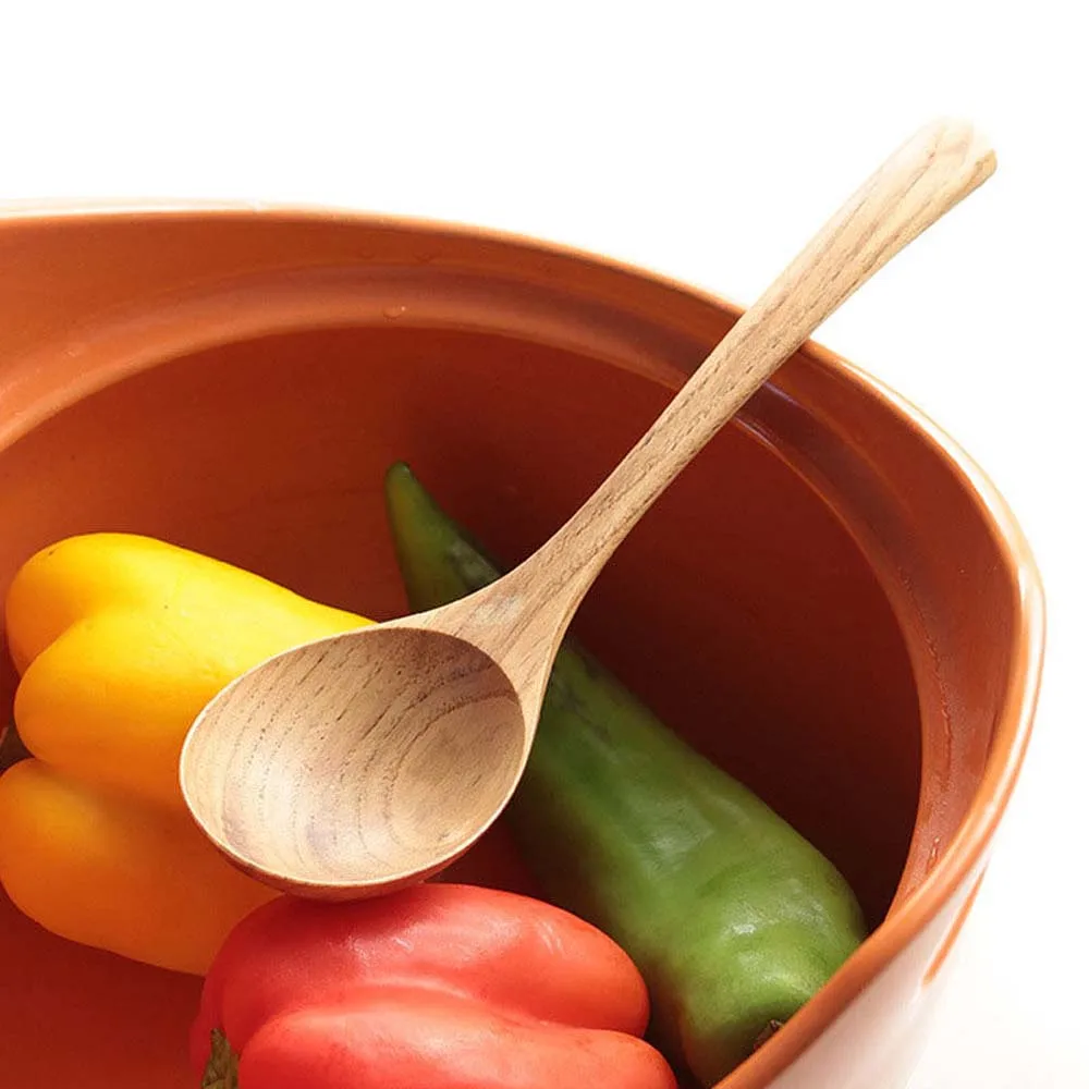 1 шт. качественная натуральная деревянная ложка для супа, салата, каши, кухни, для приготовления пищи, деревянная ложка, креативный японский стиль, зеленые столовые приборы, посуда