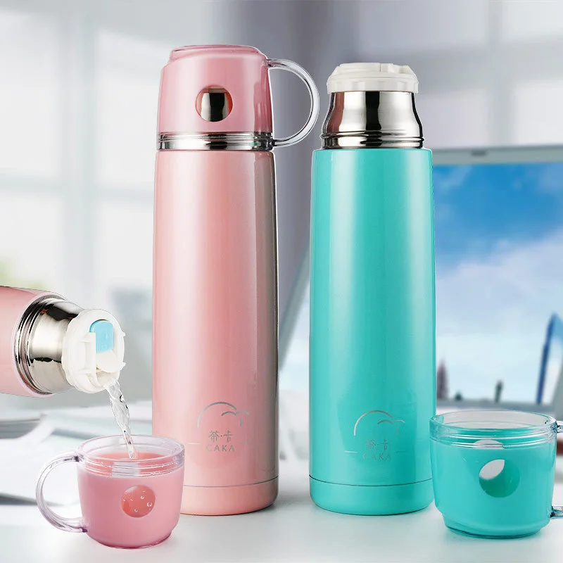 Candy Color Stainless Steel Vacuum Flasks 500ml Thermos Cup Detachable Coffee Tea Milk Travel Mug Thermo Car Water Bottles