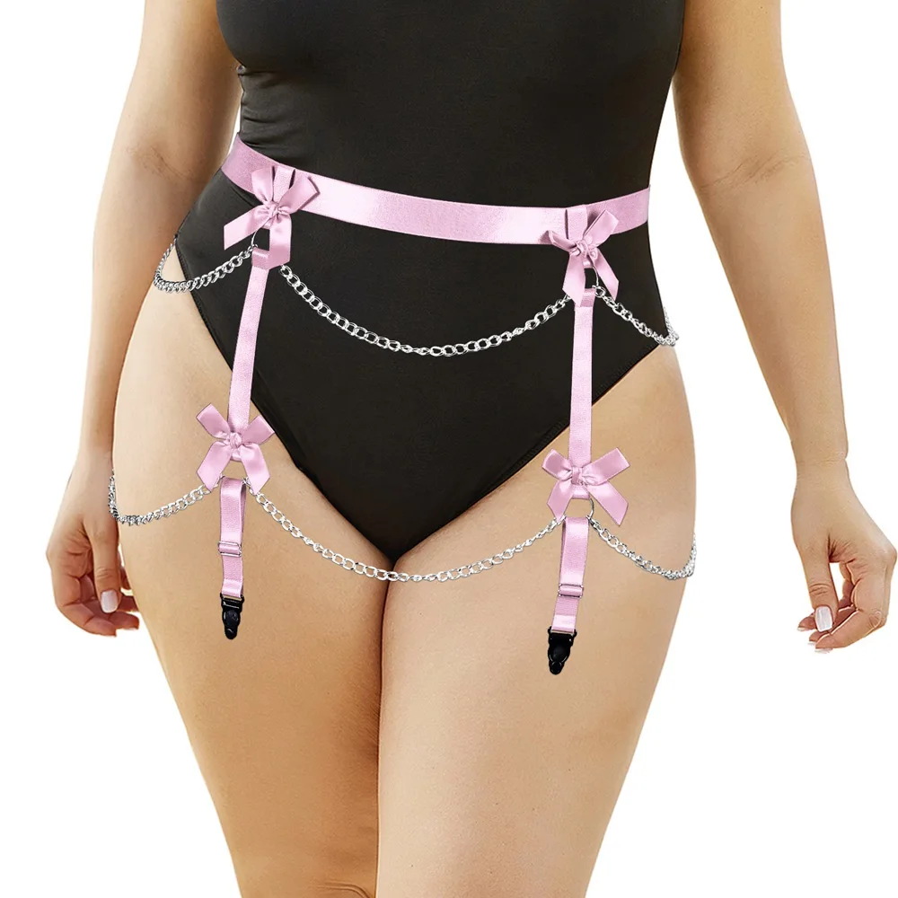 

Bondage Harness For Plump Women Sexy Plus Size Lingerie Sword Belt Rave Wear Garters Chain Bowknot Accessories Erotic Stocking