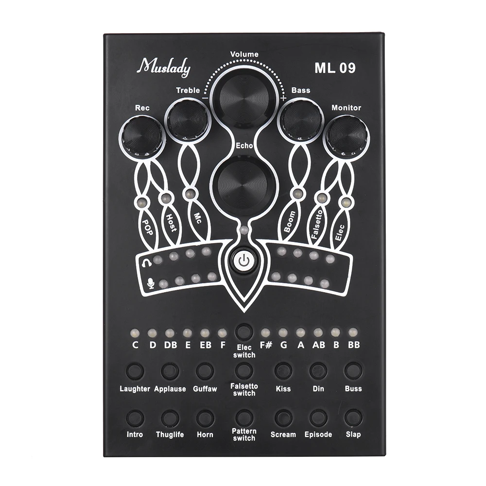 

Muslady ML09 Portable External Sound Card 7 Modes 12 Sound Effects for Smartphone Computer Online Singing Recording Live