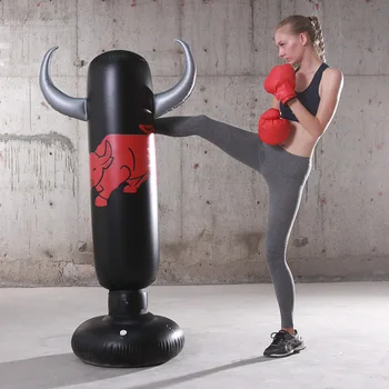 

Cartoon Shape Inflatable Sandbag Children Boxing Column Fitness Foldable Strength Training Bounce Back Tumbler Punching Tower