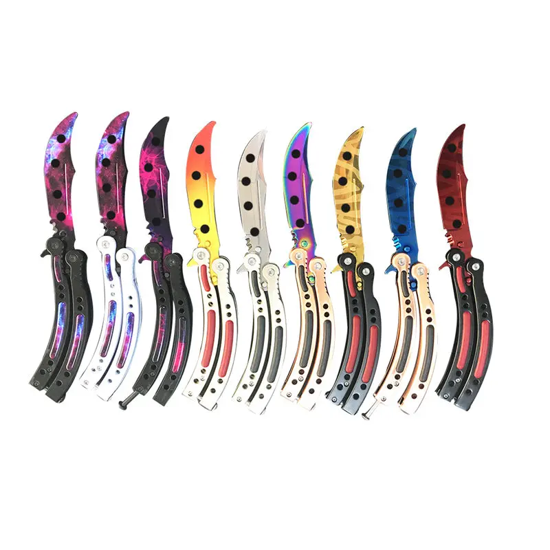 Бабочка в ноже balisong Karambit складной нож Лезвие подарок для мужчин тренировочный нож Практичный Нож не заточенный с отверткой