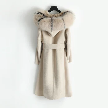 

High Winter Women's New 2020 Quality Double-Sided Cashmere Coat Detachable Hooded Rabbit Fur Liner Fox Fur Collar Long Fur Jack