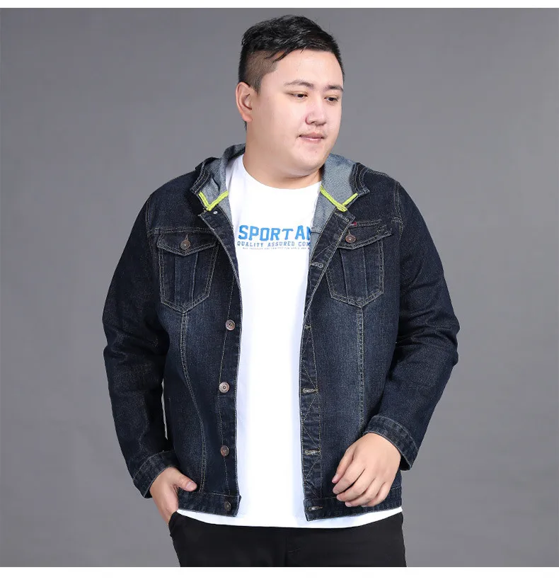 10XL 8XL джинсовая куртка для мужчин, осенняя Модная Джинсовая куртка, пальто для мужчин, приталенное повседневное пальто с капюшоном, мужская верхняя одежда, куртки и пальто