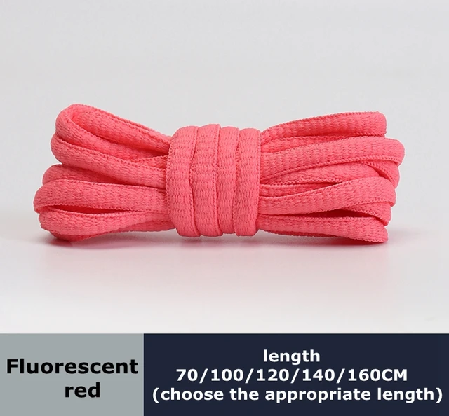 Men's and women's sports shoelaces color flat semicircular shoelace Suitable for all shoes Round laces 23 colors 1 pair Fluorescent red