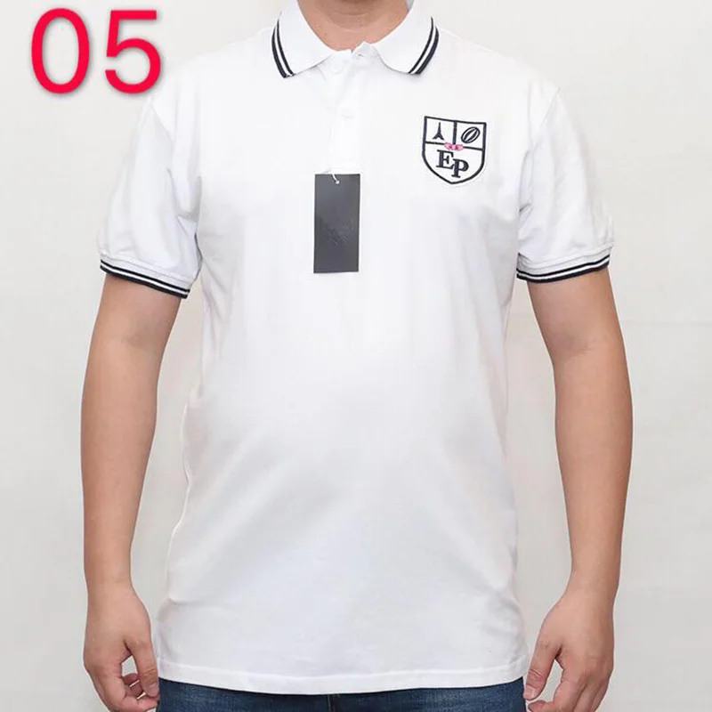 Hombre eden park Топ для мужчин с коротким рукавом Повседневная рубашка для регби camisa вышитая eden park polo мужская Тонкая однотонная хлопковая - Цвет: Серый