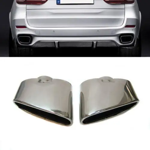 

2pcs Dual Chrome Exhaust Pipe Muffler Tip Stainless Steel Exhaust Muffler Tail Throat Fits For BMW X5 E70 2000-2009