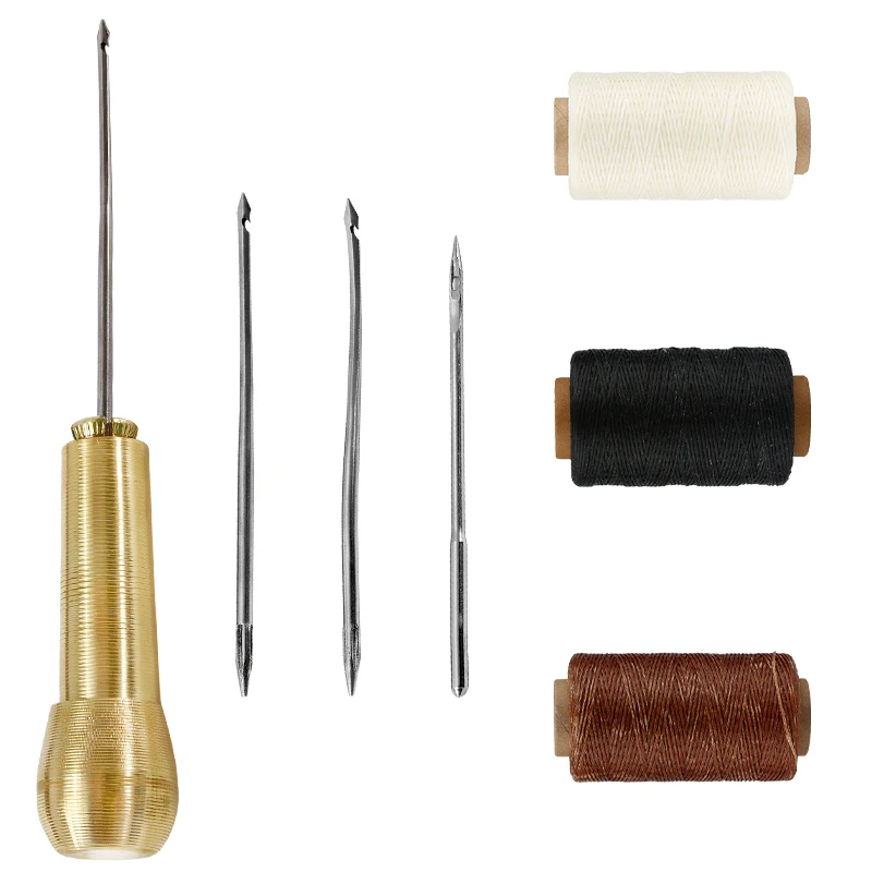 

Leather Sewing Craft Awl Leather Tool Needle With Nylon Sewing Waxed Thread For Repair Shoes Hand Stitching Sewing Tools