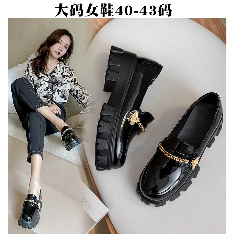 

Small 313233 WOMEN'S Shoes Large Size 40 Deep-mouth Thin Shoes Women's 41 Thick Bottomed Platform 42 British-Style Small Leather