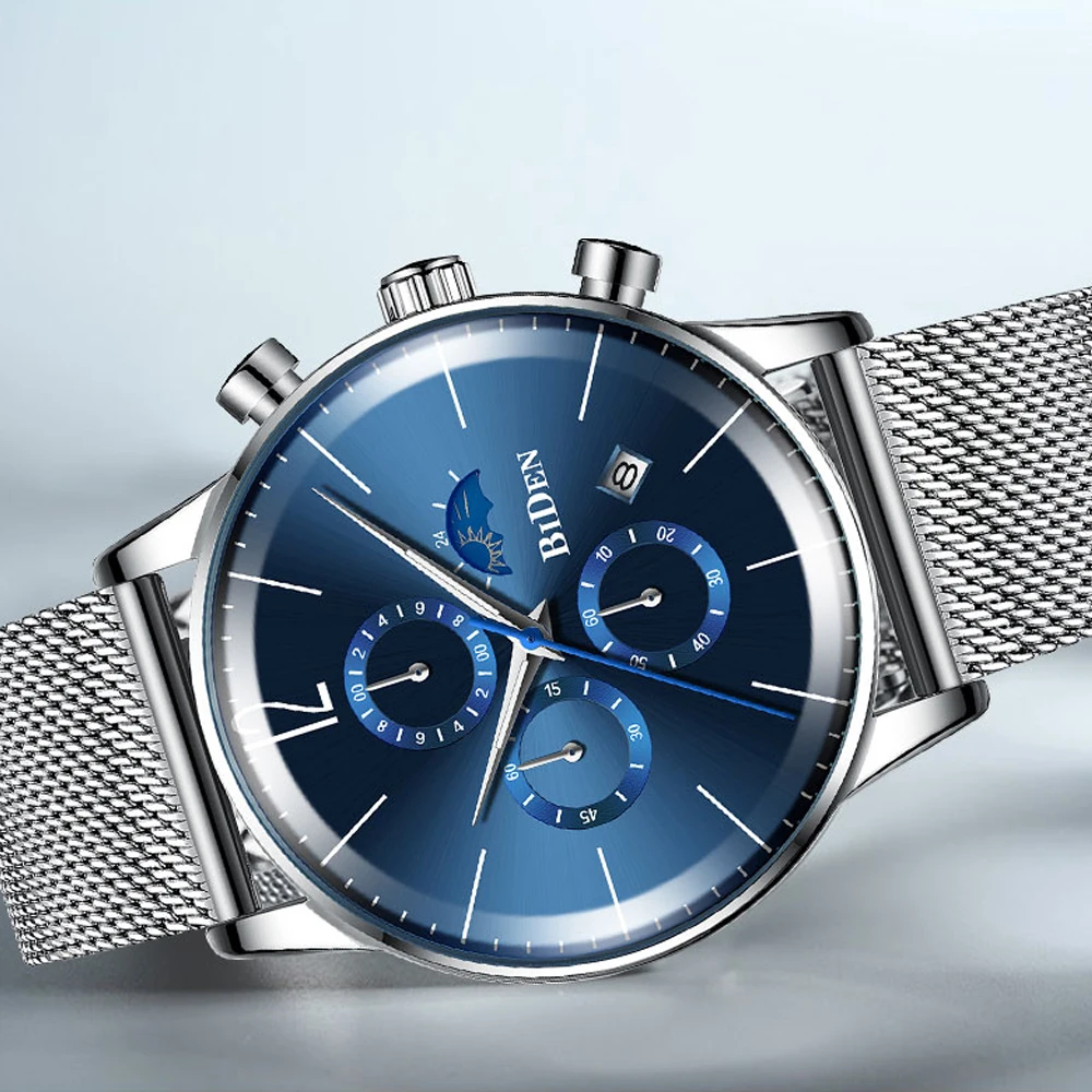Модные мужские часы с водонепроницаемым тонким сетчатым ремешком Мужские ручные часы для мужчин кварцевые спортивные часы reloj mujer из нержавеющей стали