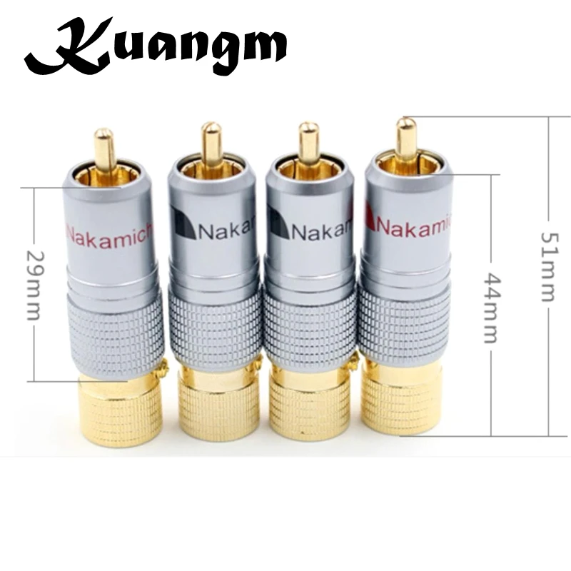 Kuangm 100 шт. адаптер RCA золотой штекер Nakamichi аудиокабель разъем для колонки стандарт