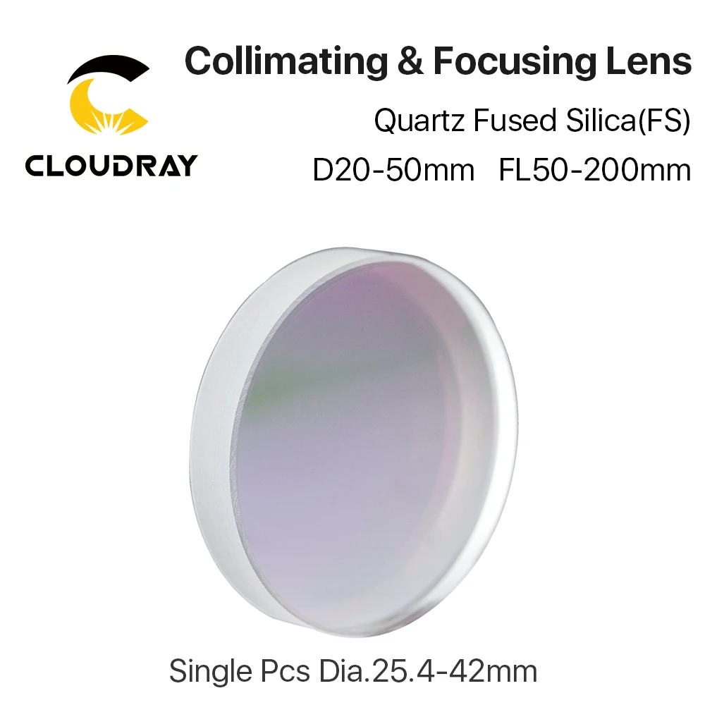 Фокусировочные и Collimating линзы диаметром 1 шт. Cloudray 20 dia.50 OEM кварцевый плавленый