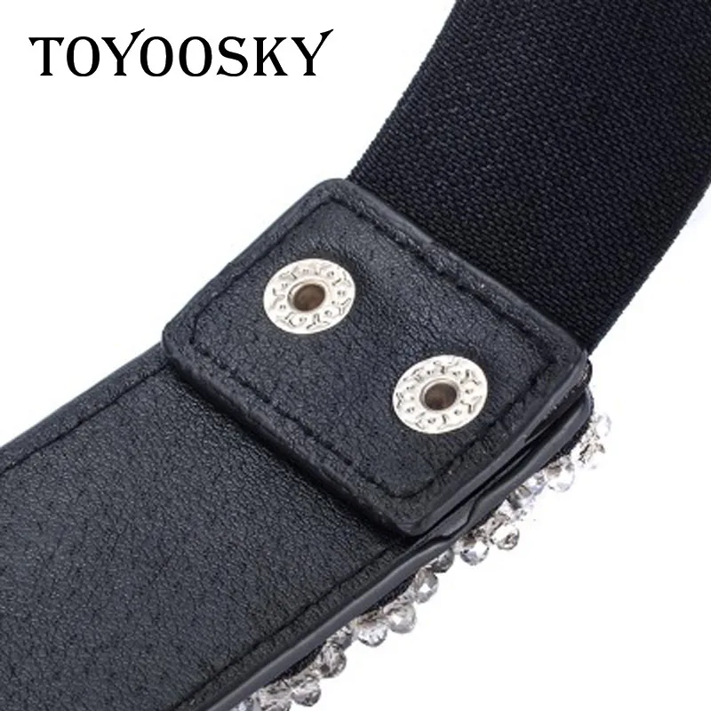TOYOOSKY Элегантный женский пояс эластичная тесьма для женщин Женский широкий пояс для платье пальто мода ручной работы, со стразами
