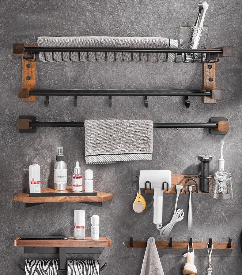 Description Picture 2 of itemWalnut Bathroom hardware pendant towel bar towel ring paper holder shelf for selection