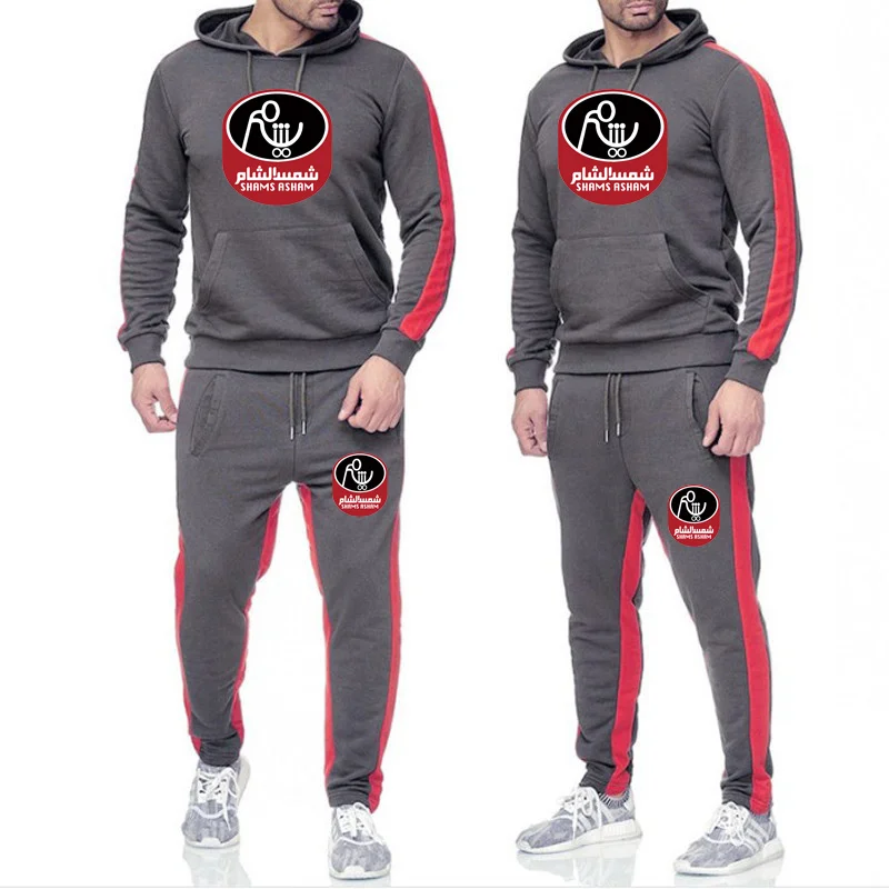 

2019 latest men's fashion hoodie + sweatpants suit autumn/winter warm down hoodie suit
