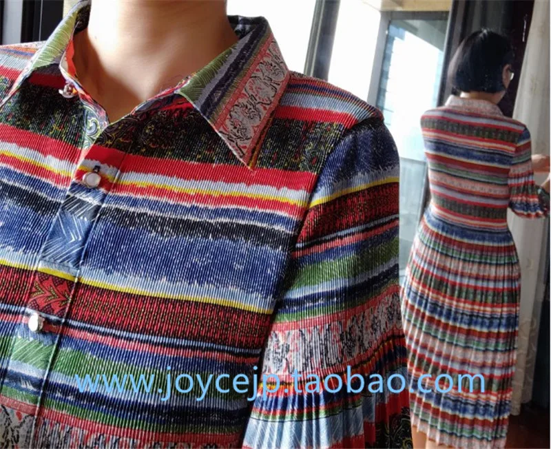 Весна и лето новые японские Miyake складные Большие размеры тонкие женские OL тонкие цветочные платья