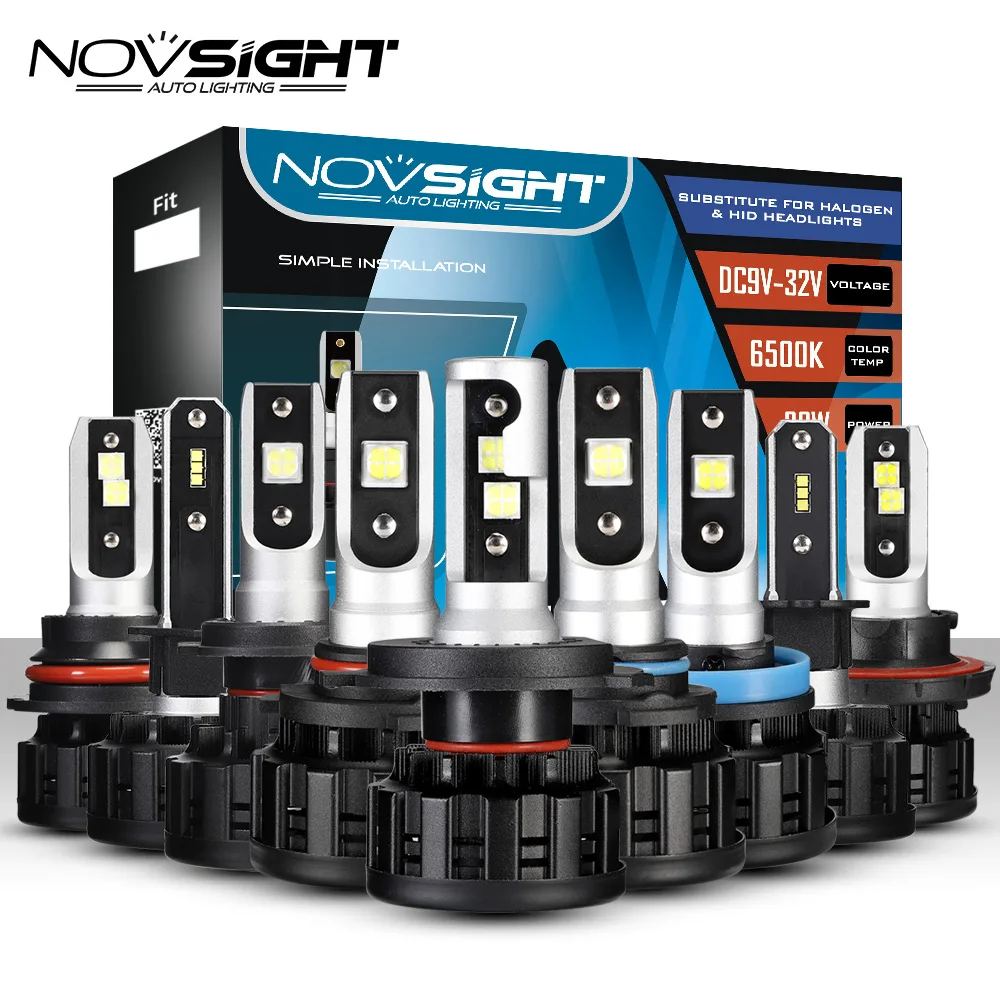 NOVSIGHT H4 светодиодный H7 H11 H8 9006 HB4 H1 H3 HB3 H9 H13 9007 9003 HB2 автомобильные светильник пы 6500 лм