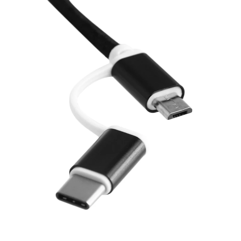 2 в 1 USB 2,0 мужчина к USB 3,1 Тип C и Micro USB плетение данных зарядный кабель быстро
