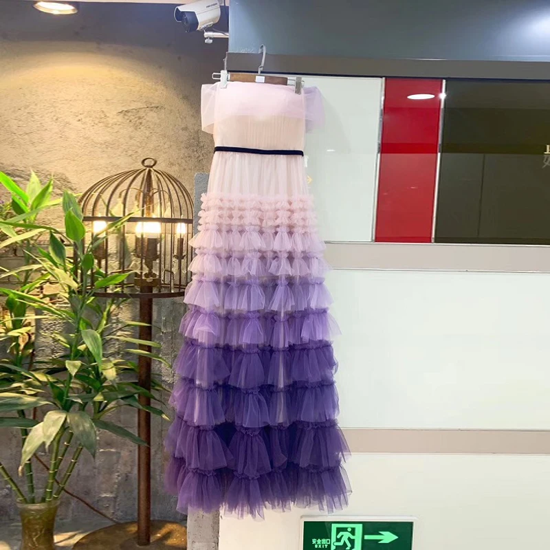 purple Элегантное фиолетовое платье с открытыми плечами модное Сетчатое платье Макси женское вечернее платье в стиле знаменитостей Vestidos - Цвет: purple