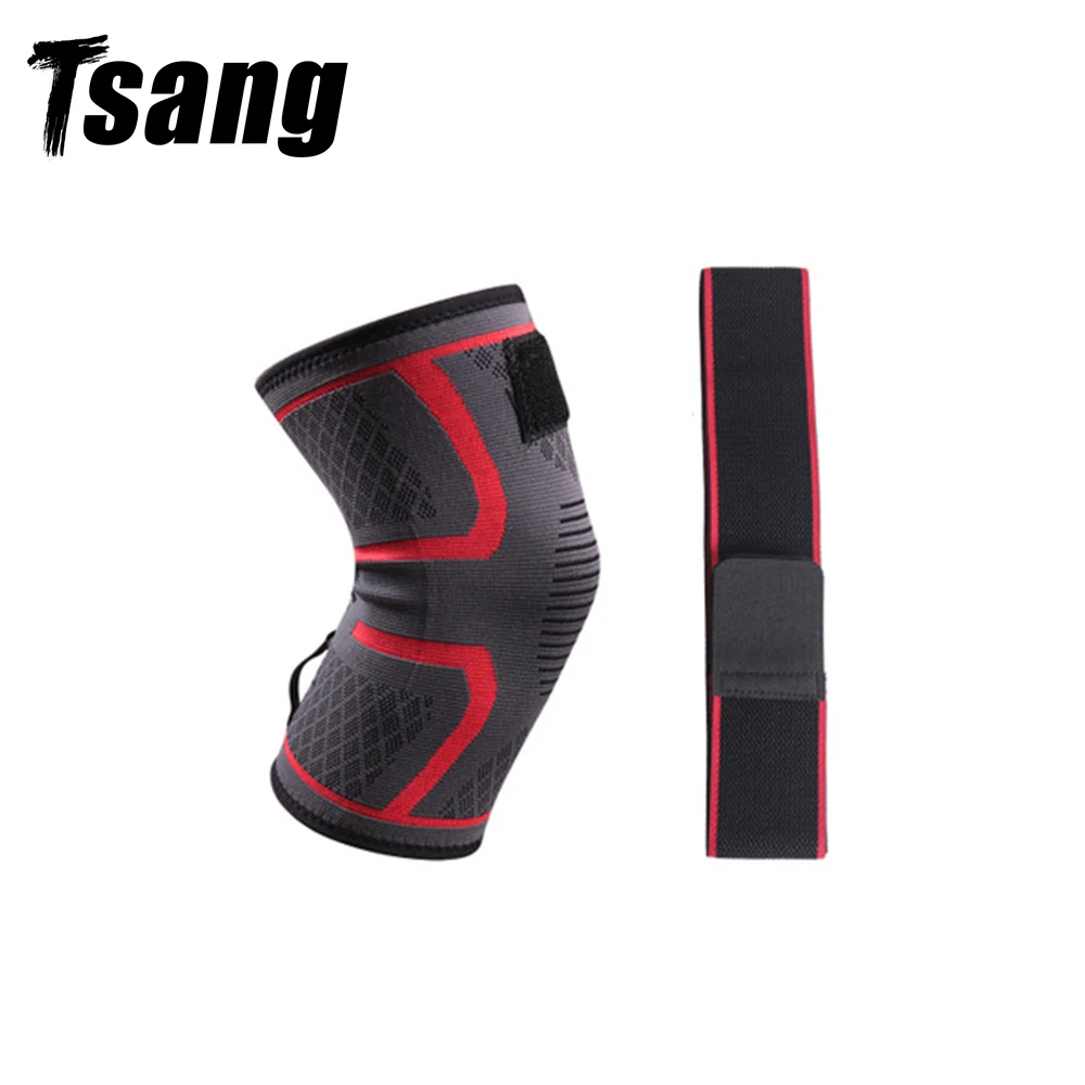 

Tsang 1PC Sport Kneepad Pressurized Elastic Knee Pad Support Protector Basketball Volleyball Brace Protective Gear Training