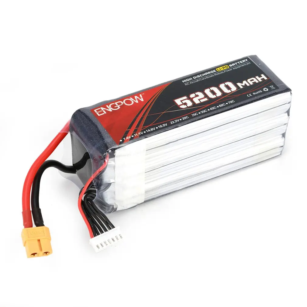 

18.5V/22.2V 5200mAh 60C 6S 1P Power Lipo Battery XT60 Plug Rechargeable for RC Racing Drone Quadcopter Helicopter Airplane