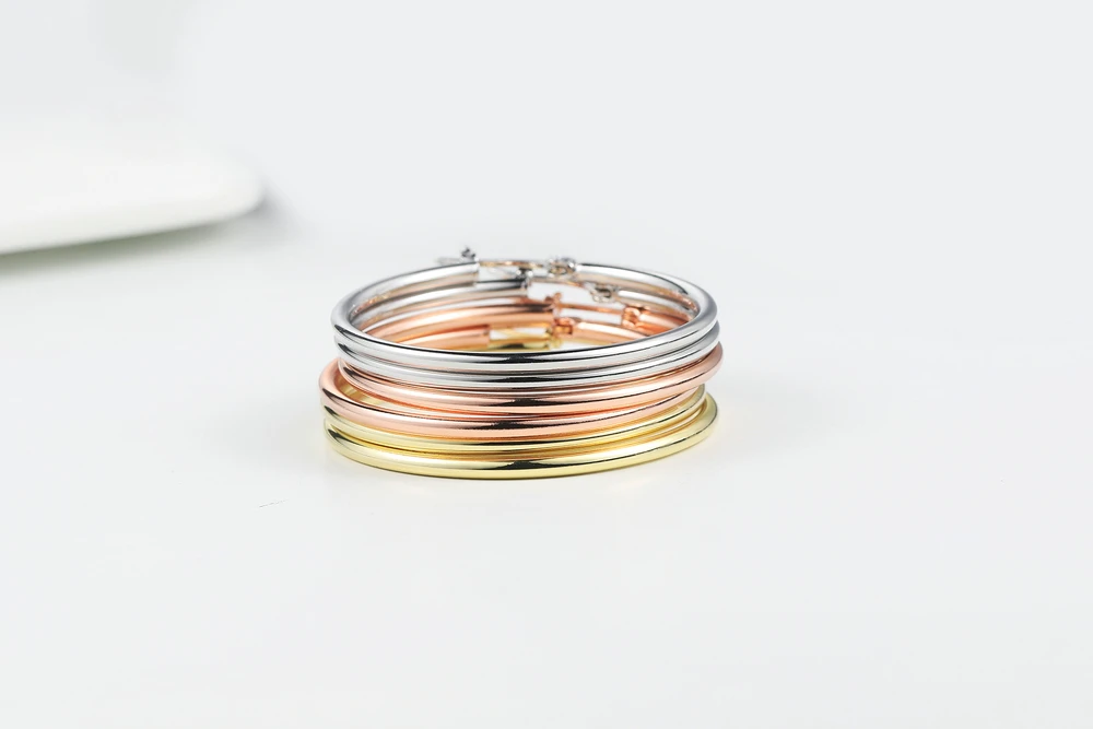 Серьги-кольца для женщин, большой круг, классический стиль, различные размеры, розовое золото, цвет, модное ювелирное изделие E093