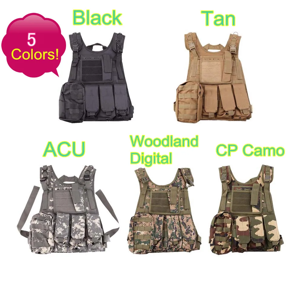 

Nylon SWAT Crossfit Vest Airsoft CS Paintball Tactical Combat Assault Utility Vests with Detachable Pouches MOLLE Tactics