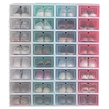

6 PCS Transparent Clamshell Shoe Box Creative Foldable Colorful Drawer Combination Dust-Proof Multifunction Shoes Storage Boxes