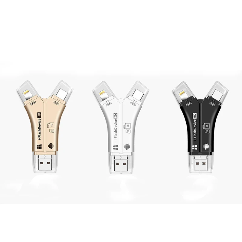 4 в 1 флэш-накопитель Micro usb type C TF SD считыватель карт OTG адаптер для iPhone XS MAX XR 5 6 7 8 x для Macbook Android телефон