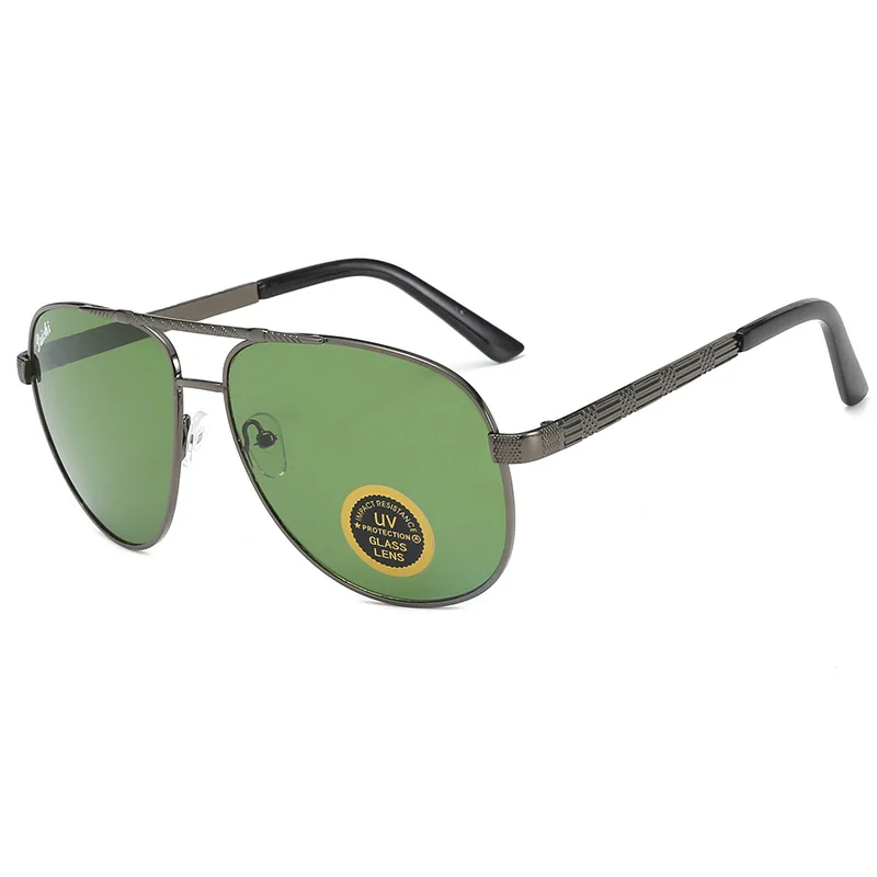 Vazrobe glass Sun glass es мужские «авиационные» очки большого размера черный коричневый камень кристалл против царапин солнцезащитные очки es для мужчин - Цвет линз: Темно-зеленый